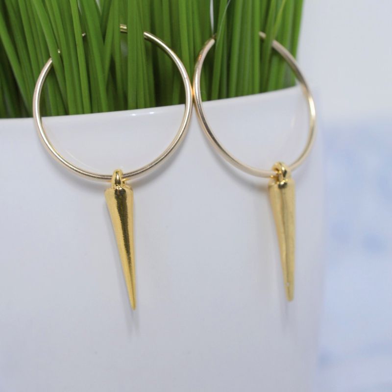 Gold Spike Hoop Earrings