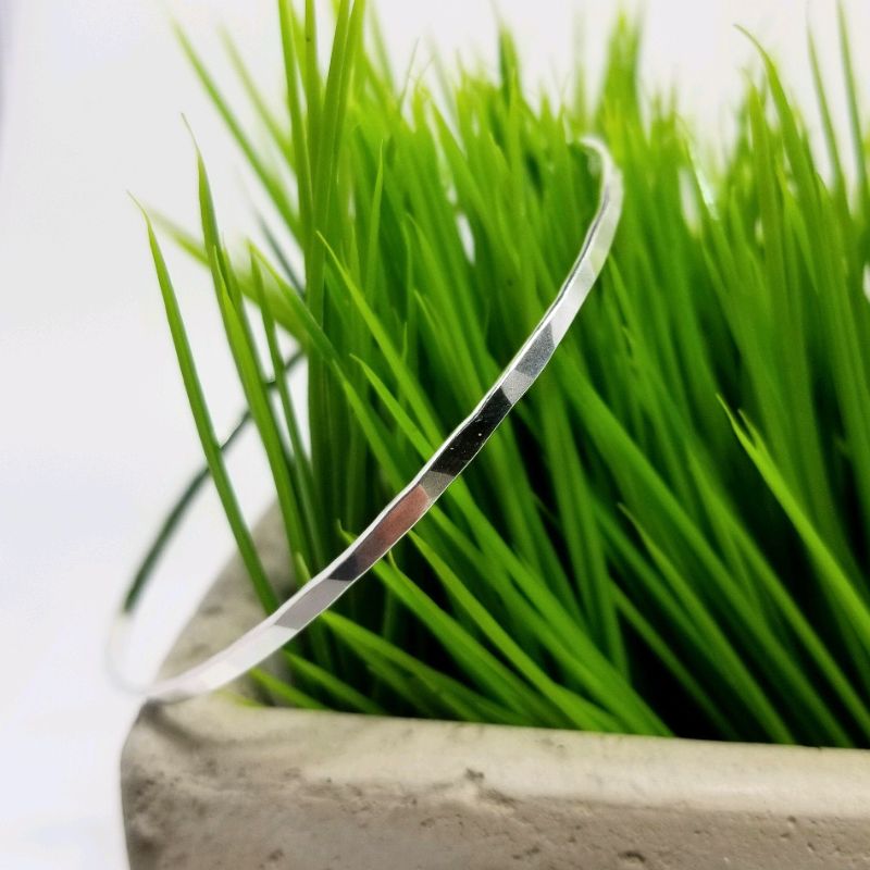 Hammered Bangle Bracelet in Sterling Silver