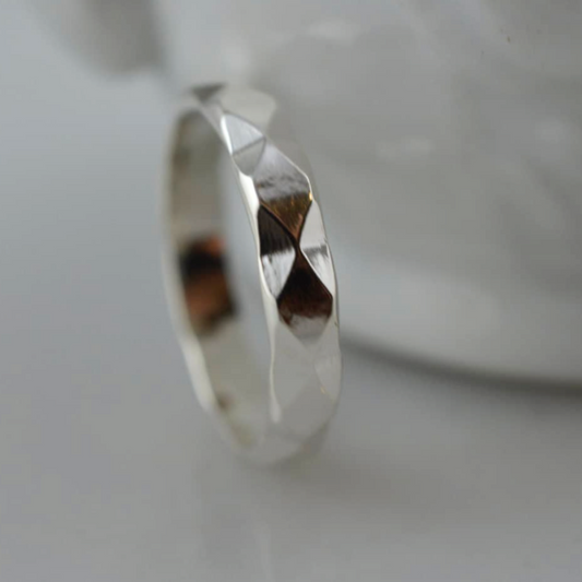 Sterling Silver Diamond Pattern Ring