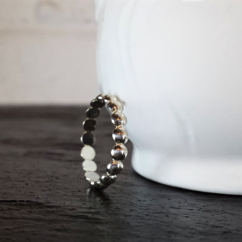 Sterling Silver Dot Ring - Half Bead Ring