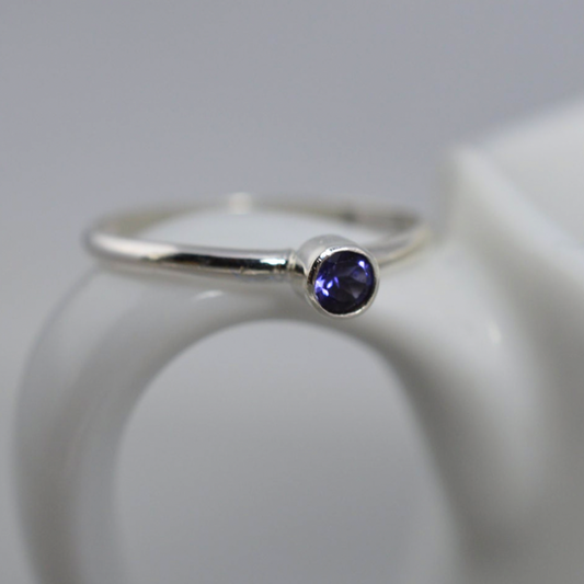 Sterling Silver 3mm Iolite Ring