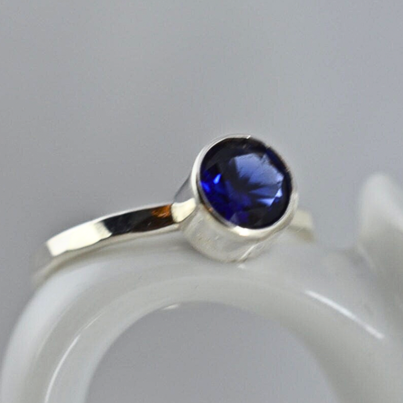 Sterling Silver 5mm Sapphire Ring