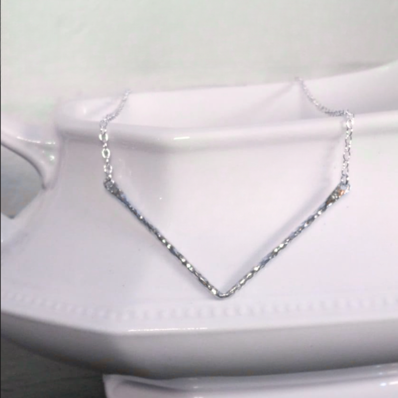 Sterling Silver Hammered Chevron Necklace