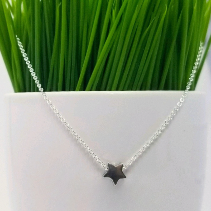 Tiny Sterling Silver Star Necklace, Silver Star Jewelry, Star Necklace