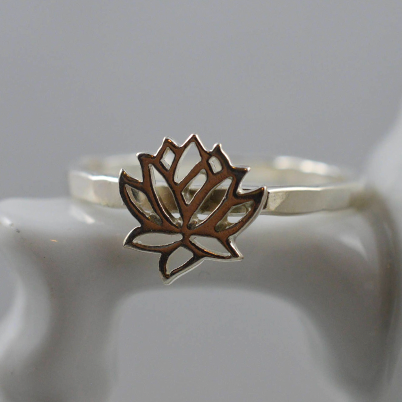 Lotus Flower Ring in Sterling Silve