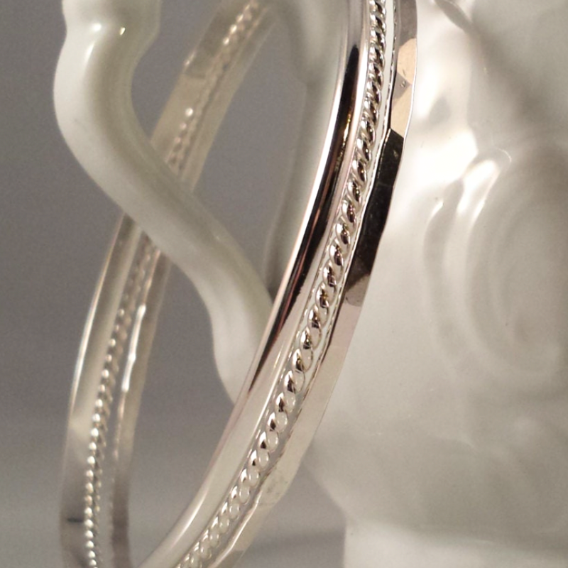 Simple Sterling Silver Bangle Bracelet Set