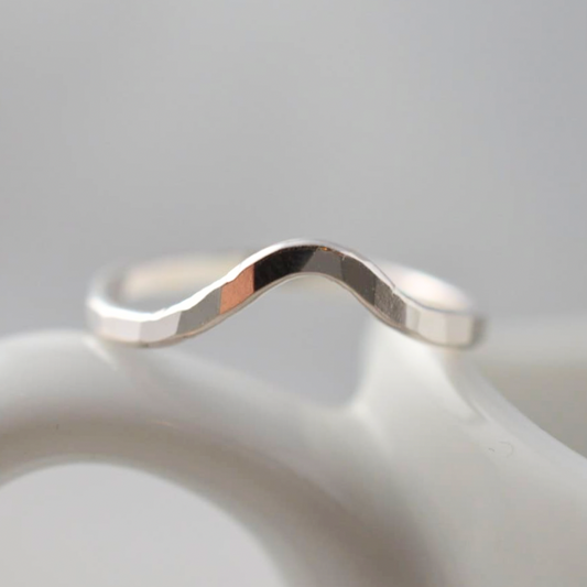 Sterling Silver  Hammered Chevron Ring - Midi or Regular Chevron Ring