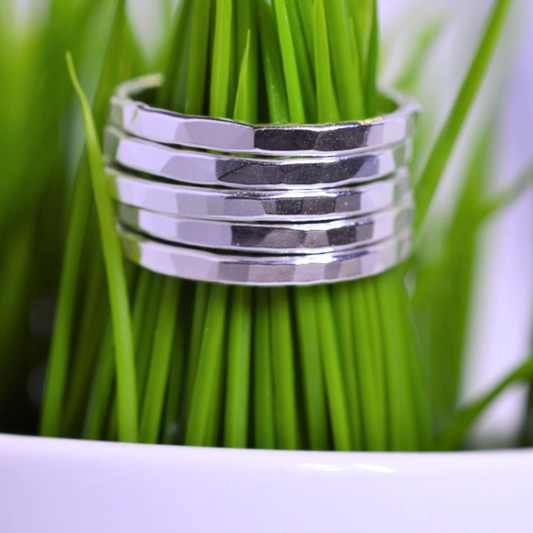 Sterling Silver  Stack Rings - Hammered - Set of 3, 5 or 7