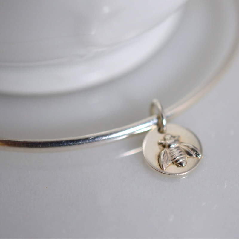 Sterling Silver Bee Bangle Bracelet