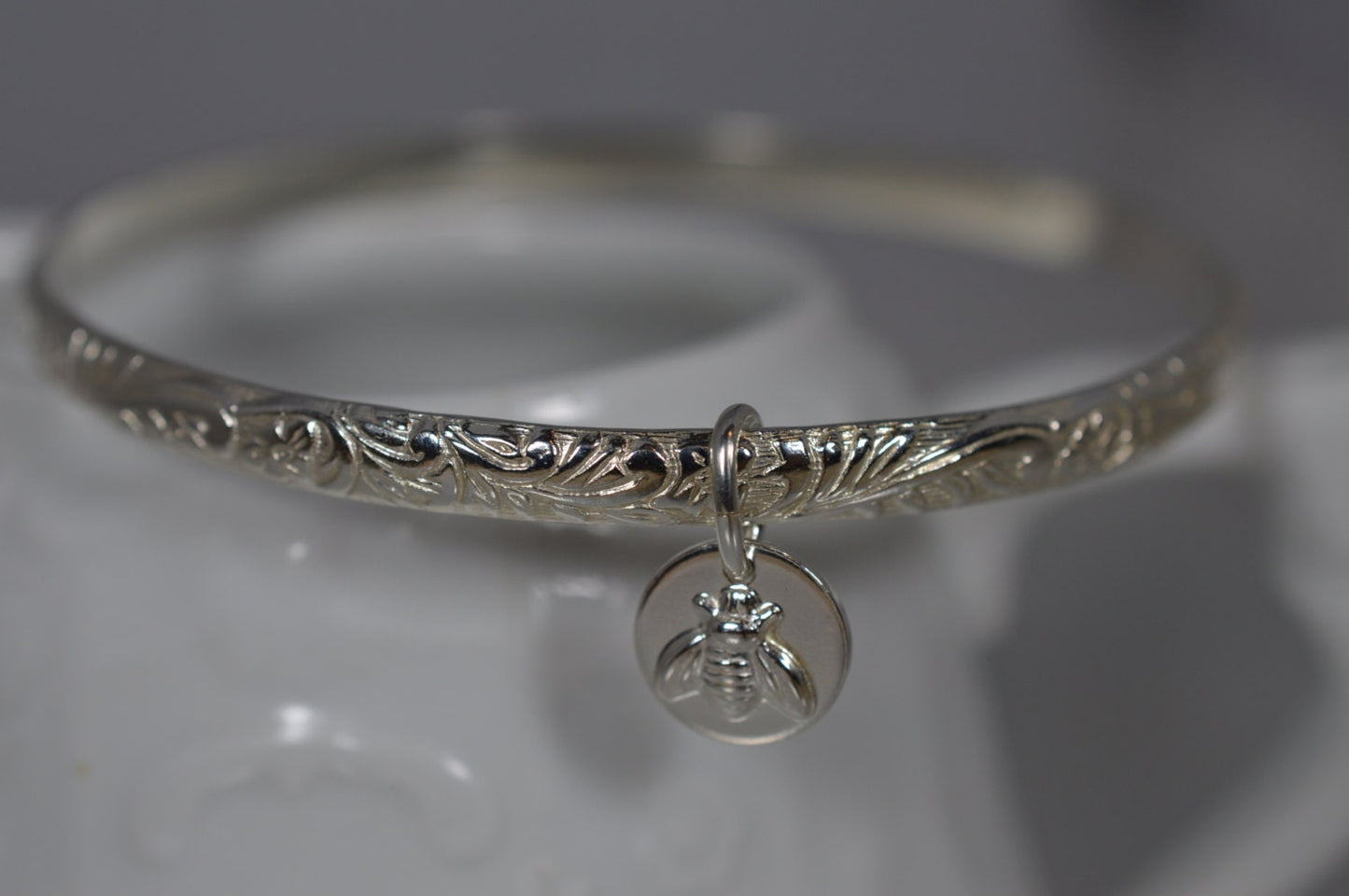 Sterling Silver Bee Bangle Bracelet