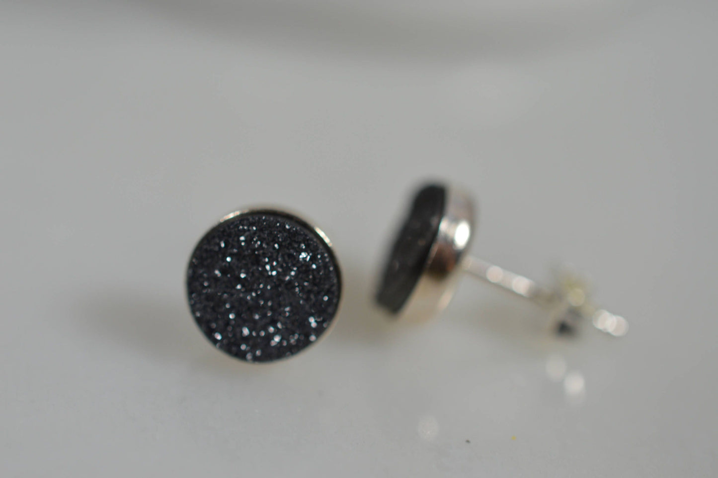 Sterling Silver Druzy 8mm Earrings