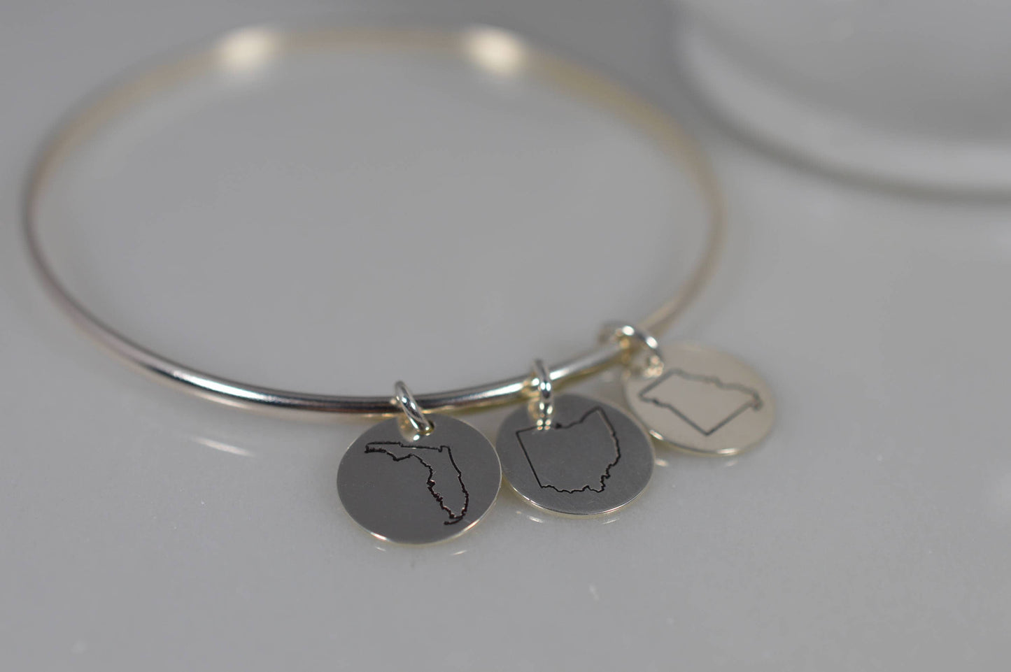 Sterling Silver State Charm Bangle Bracelet