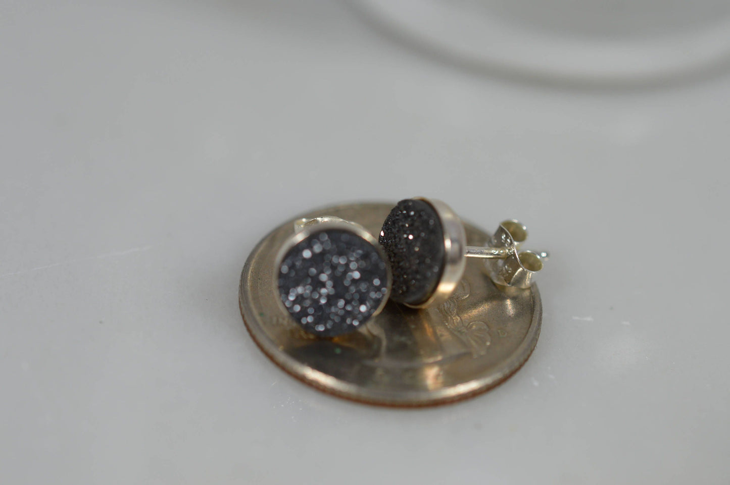 Sterling Silver Druzy 8mm Earrings