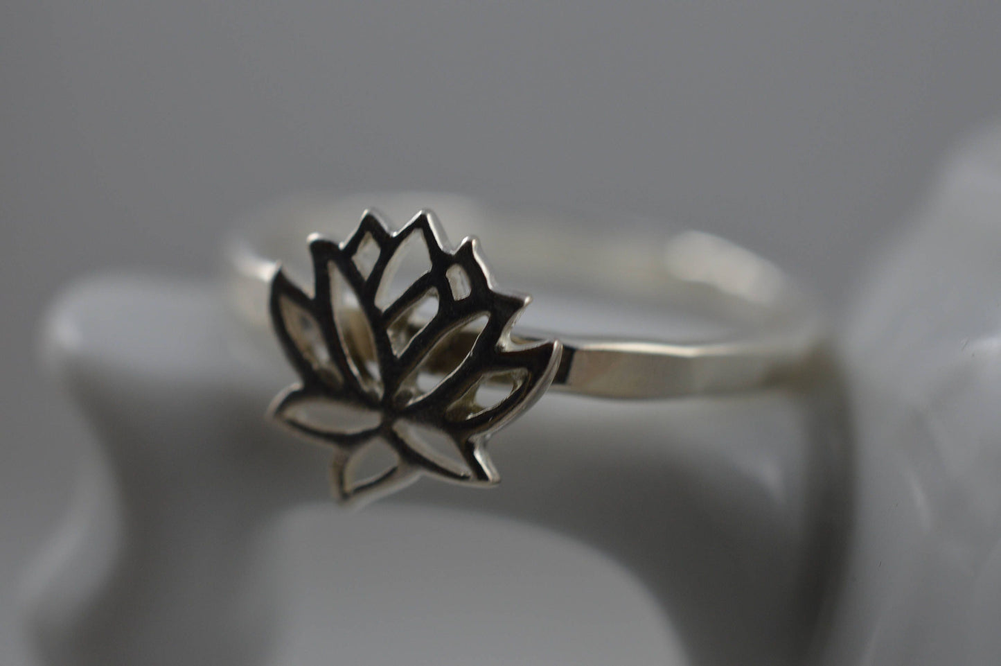 Lotus Flower Ring in Sterling Silve