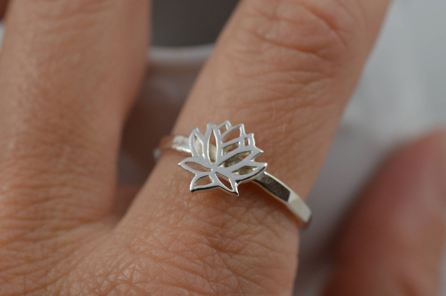 Lotus Flower Ring in Sterling Silve