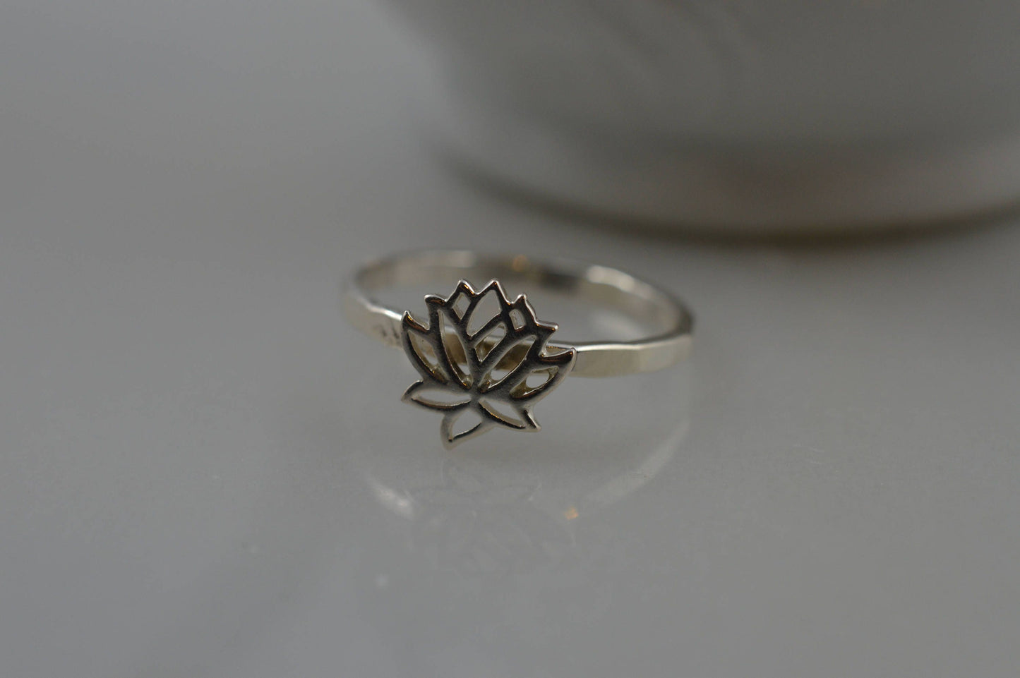 Lotus Flower Ring in Sterling Silve