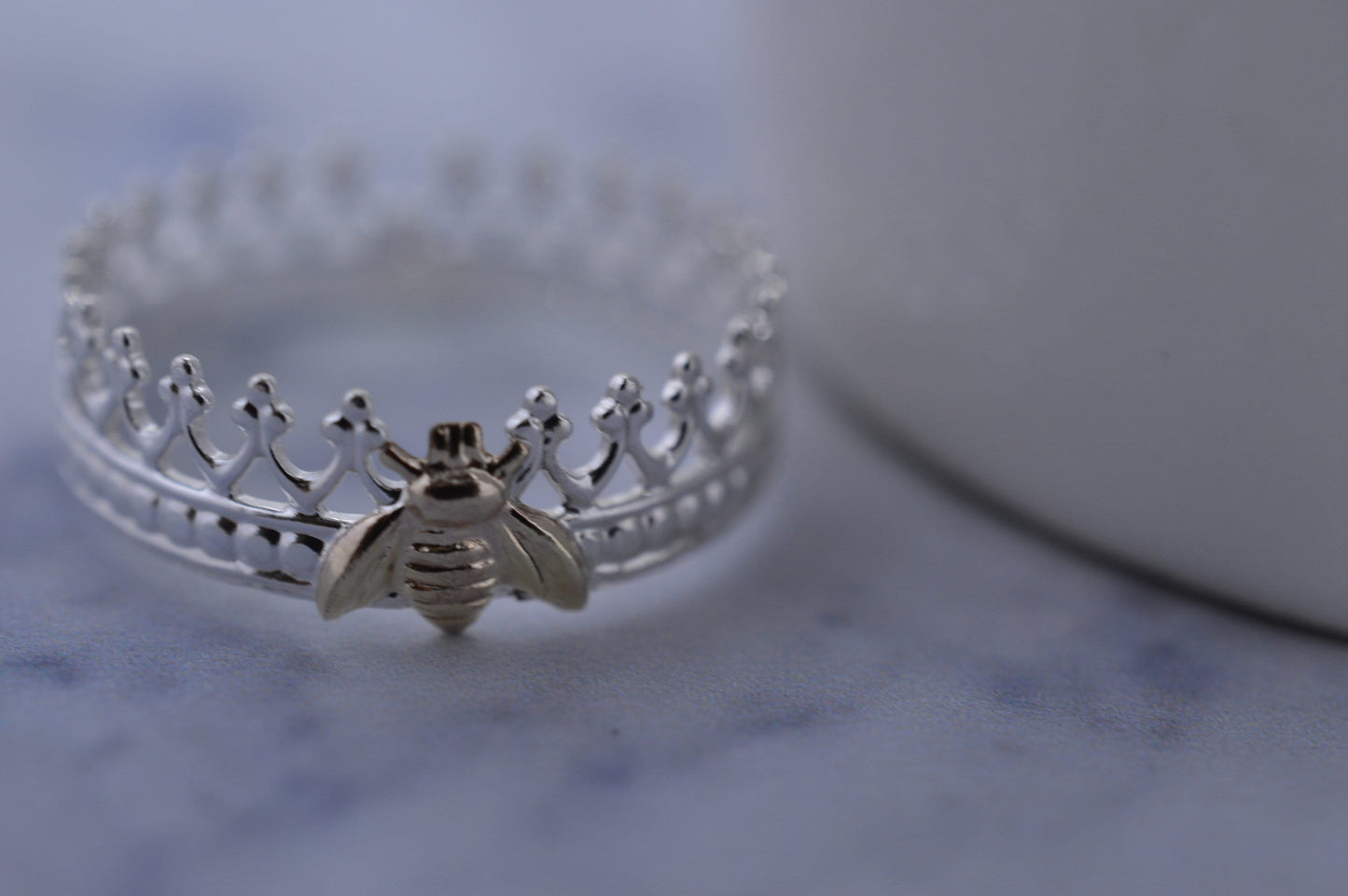 Sterling Silver and Gold Queen Bee Crown Ring