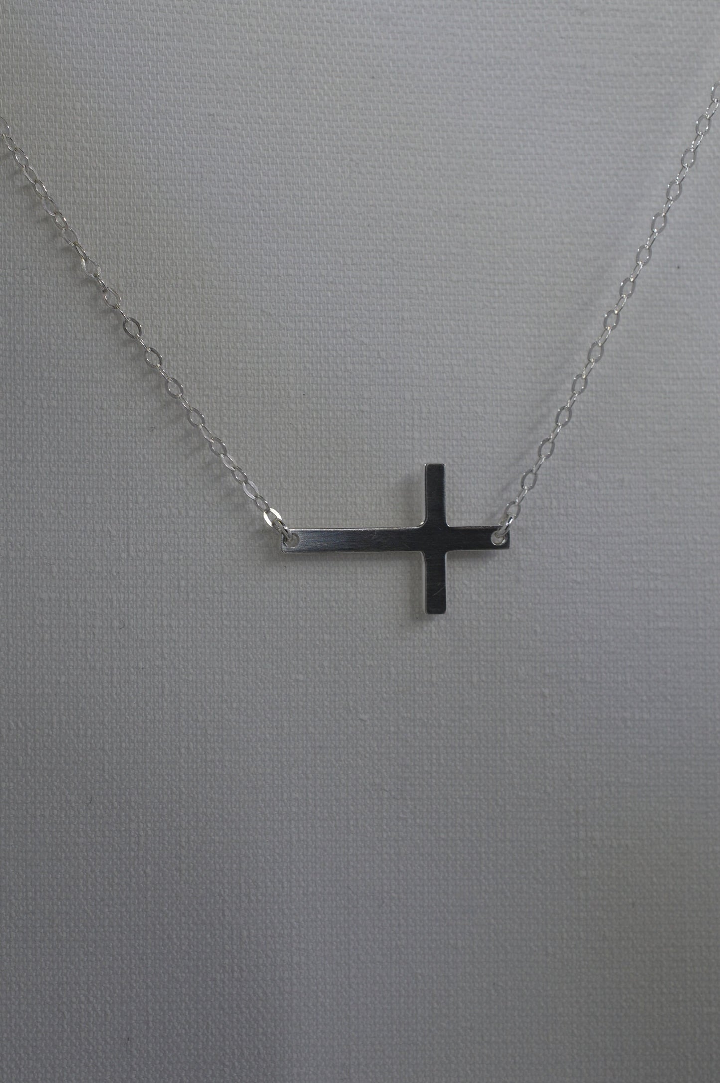 Sterling Silver Sideways Cross Necklace