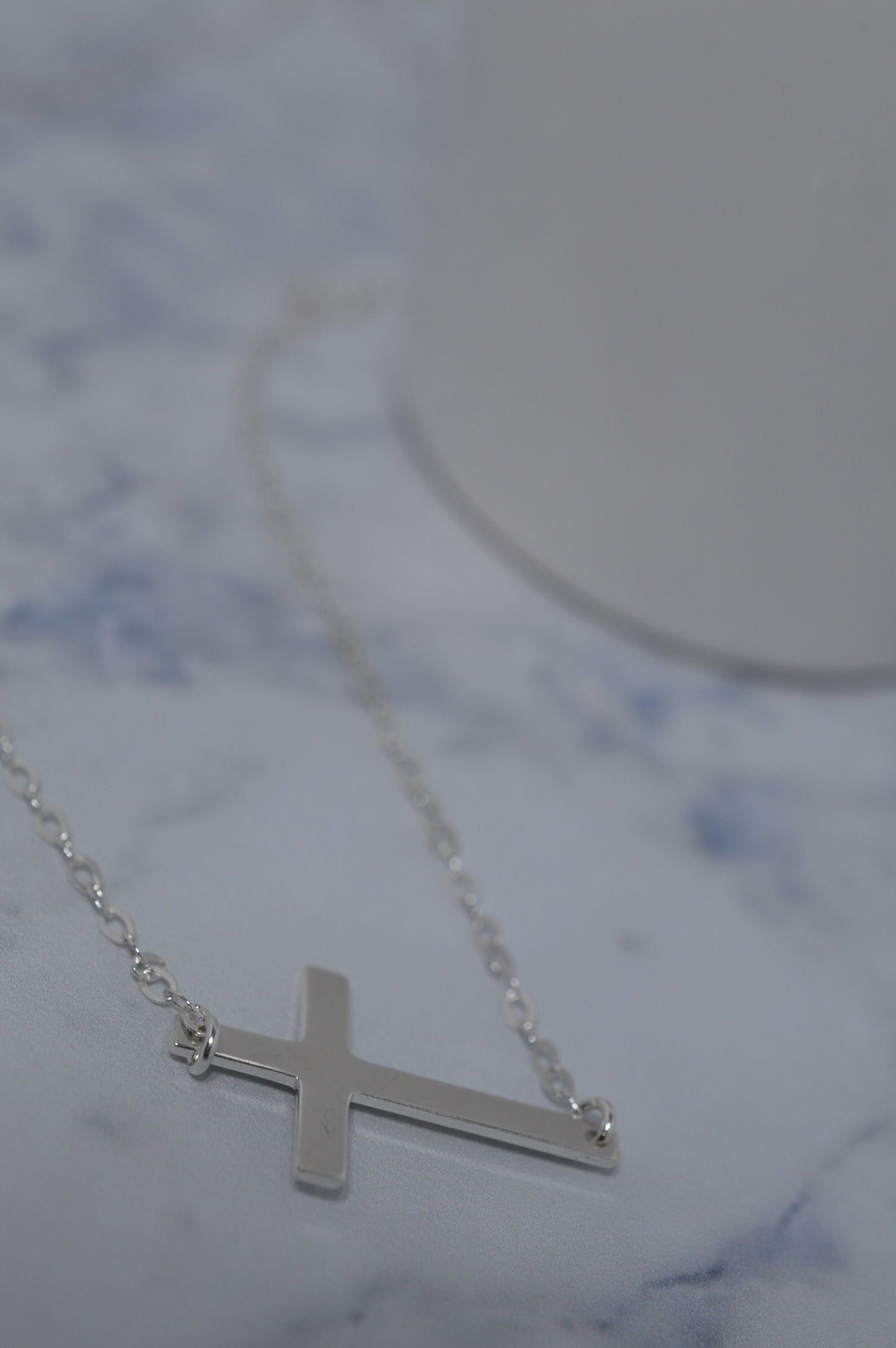 Sterling Silver Sideways Cross Necklace