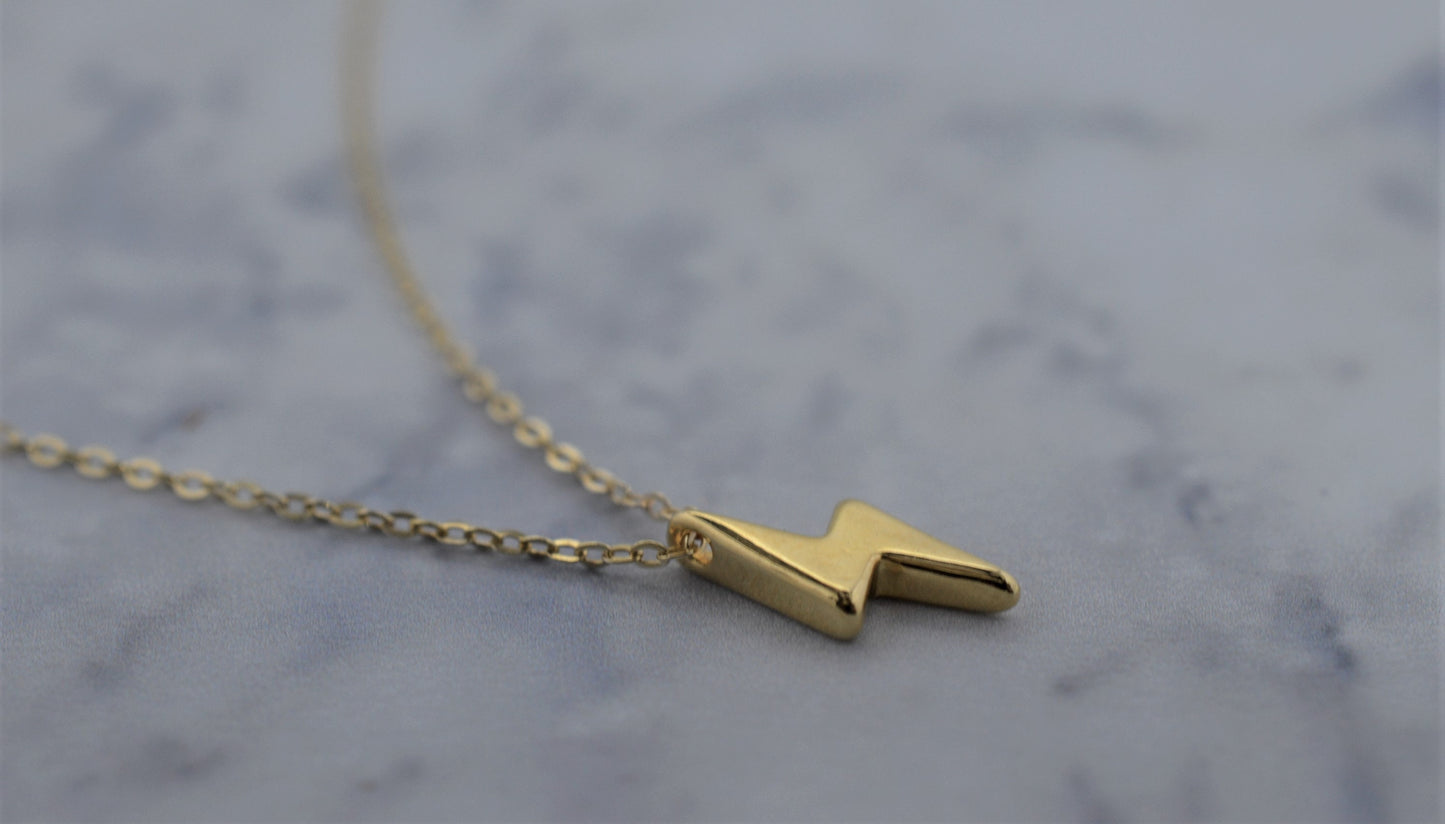 Tiny Gold Fill Lightning Bolt Necklace