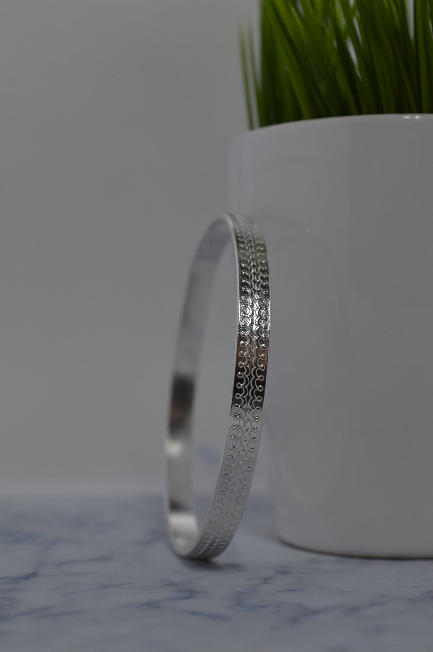 Sterling Silver Crown Bangle Bracelet