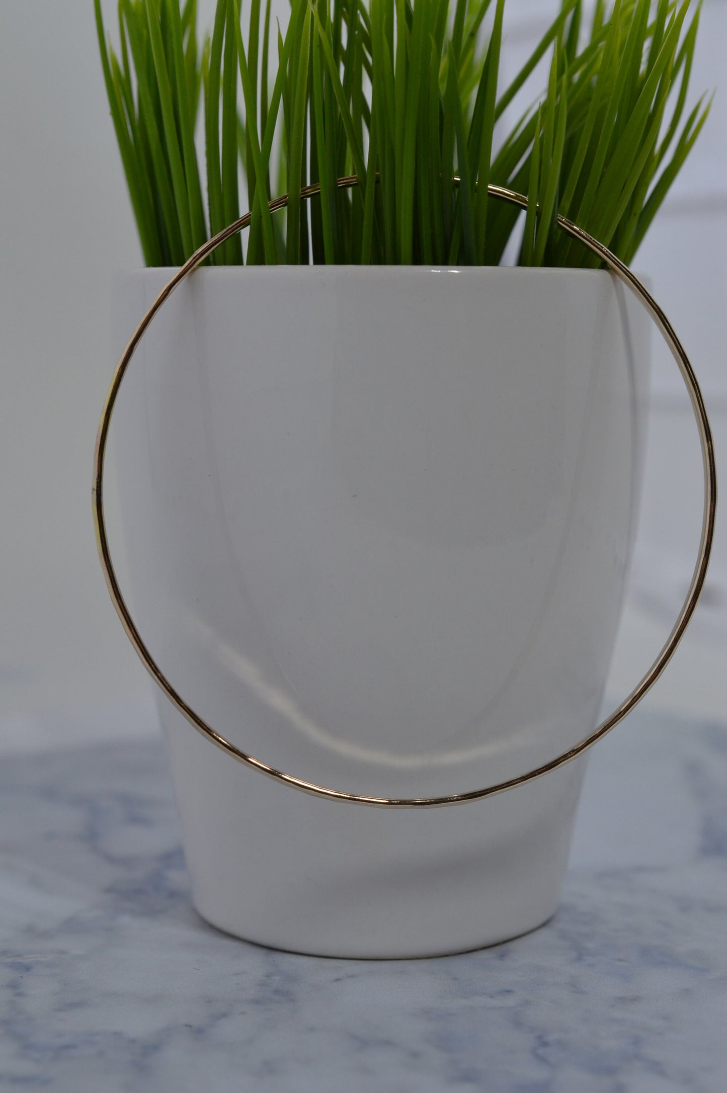 Gold Fill Skinny Hammered Bangle Bracelet