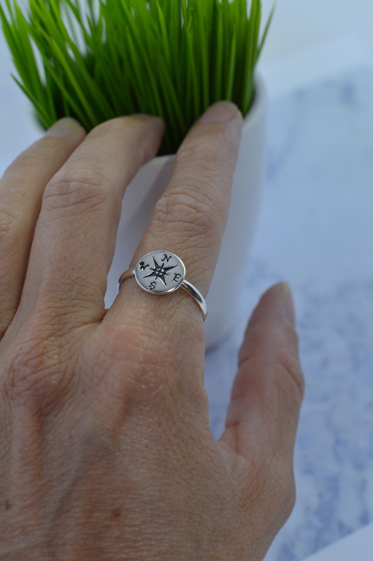 Sterling Silver Compass Ring