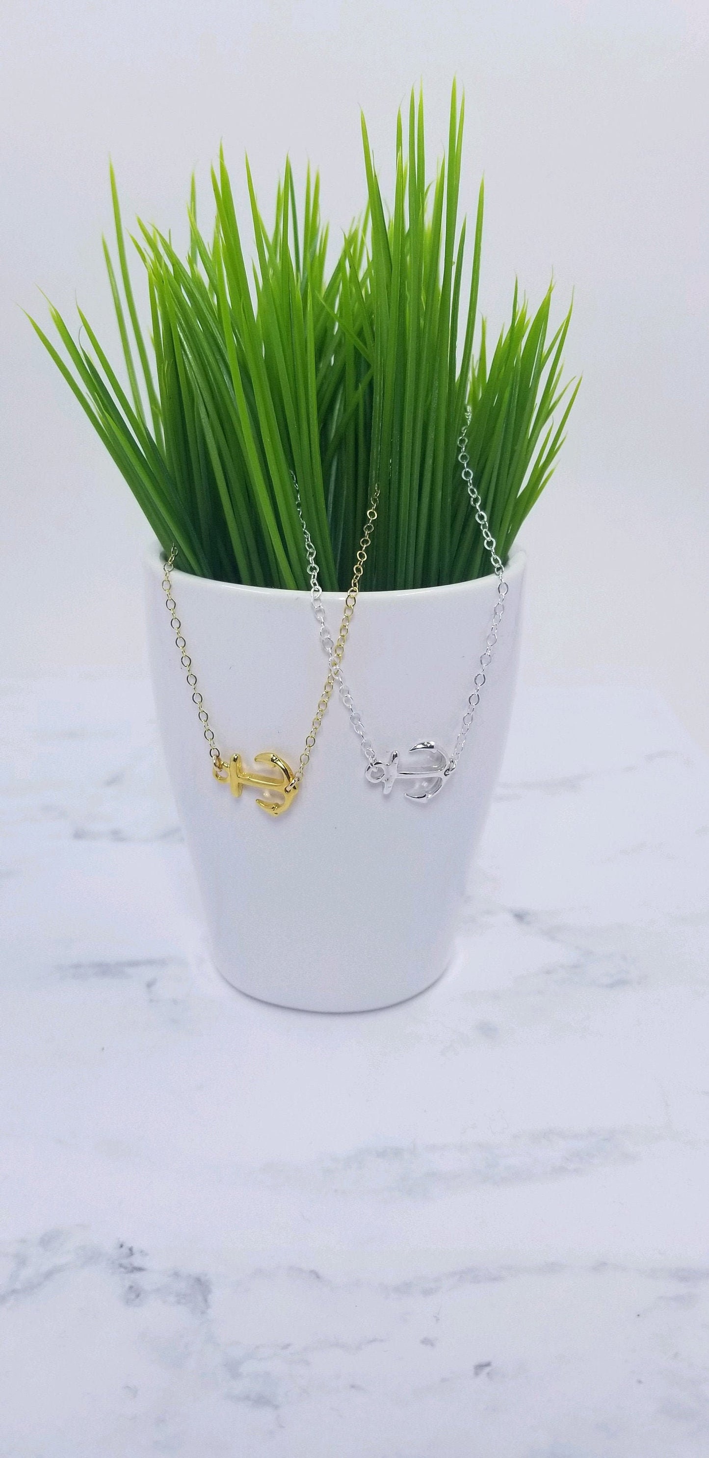 Sterling Silver or Gold Fill Anchor Necklace