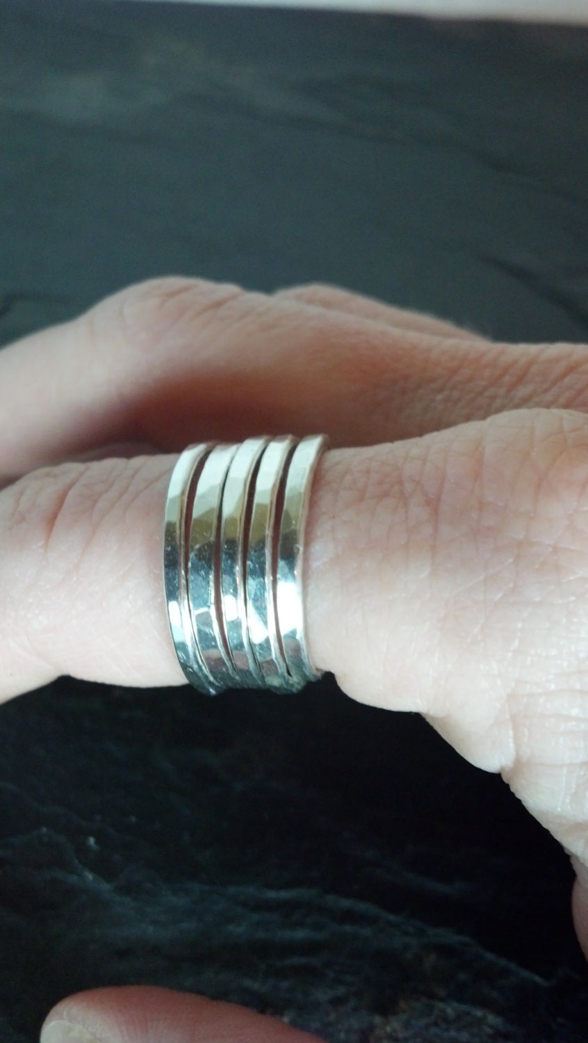 Sterling Silver  Hammered Stack Ring - ONE ring