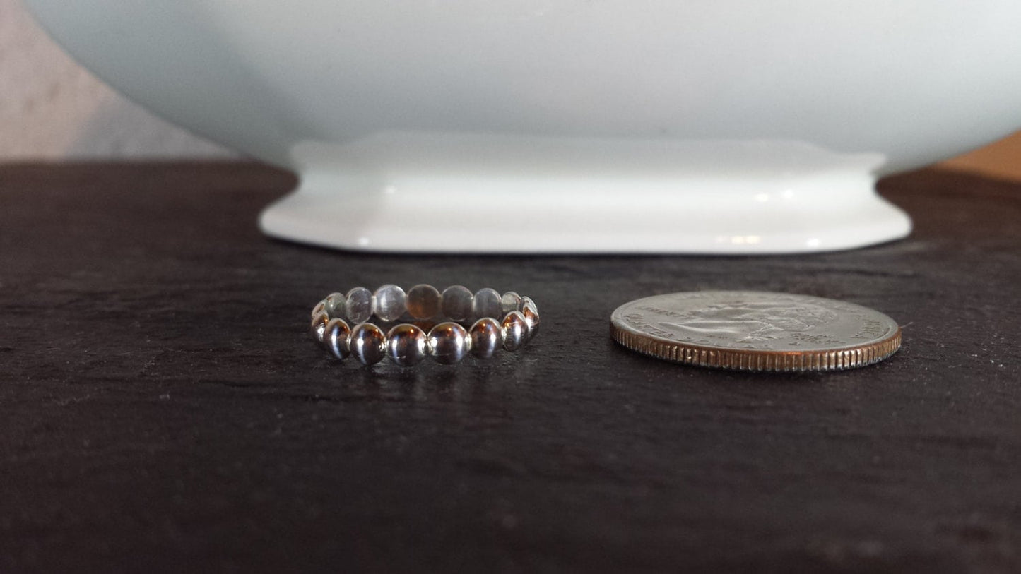 Sterling Silver Dot Ring - Half Bead Ring