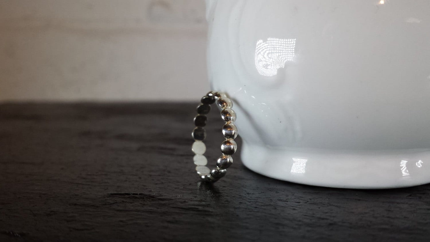 Sterling Silver Dot Ring - Half Bead Ring