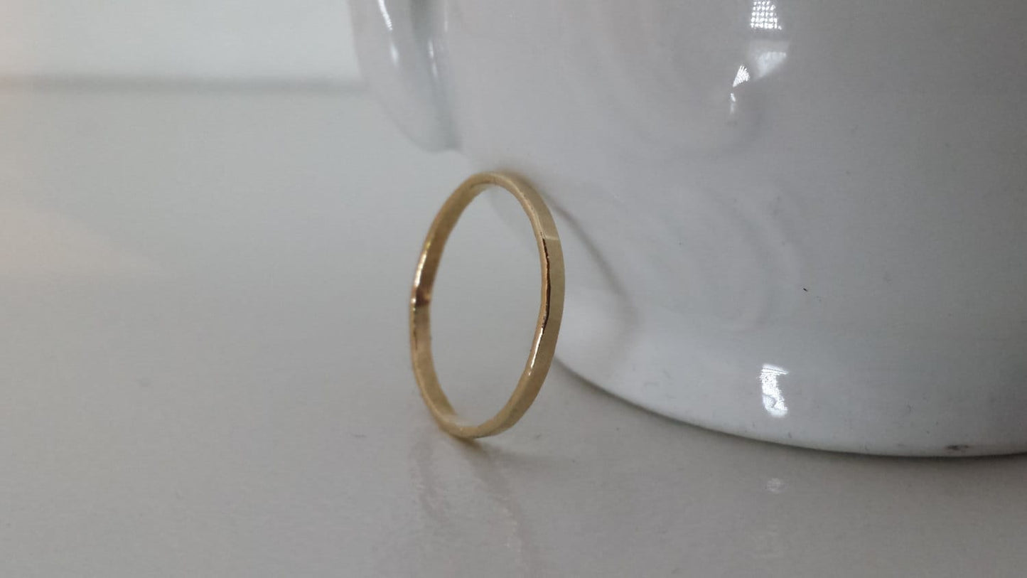 Set of 3 14k Gold Hammered Ring