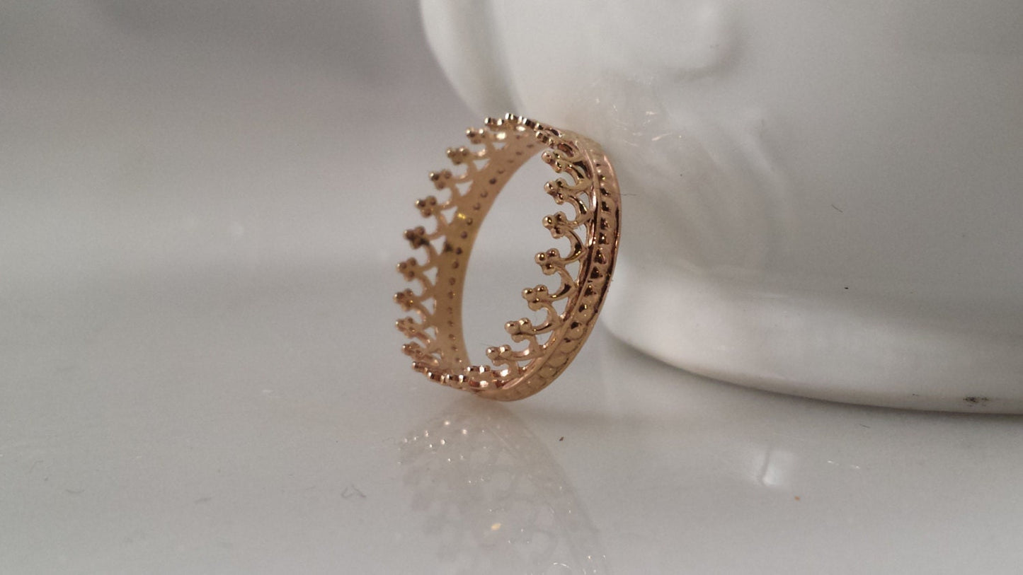 14k SOLID Gold Crown Ring - Style 1