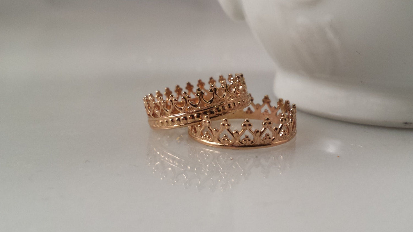 14k SOLID Gold Crown Ring - Style 1