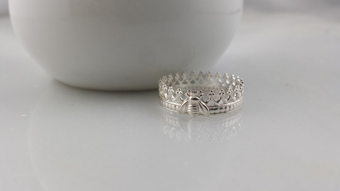 Sterling Silver Queen Bee Crown Ring