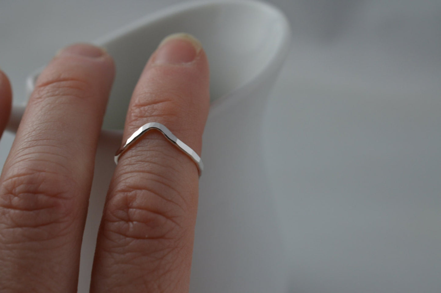 Sterling Silver  Hammered Chevron Ring - Midi or Regular Chevron Ring