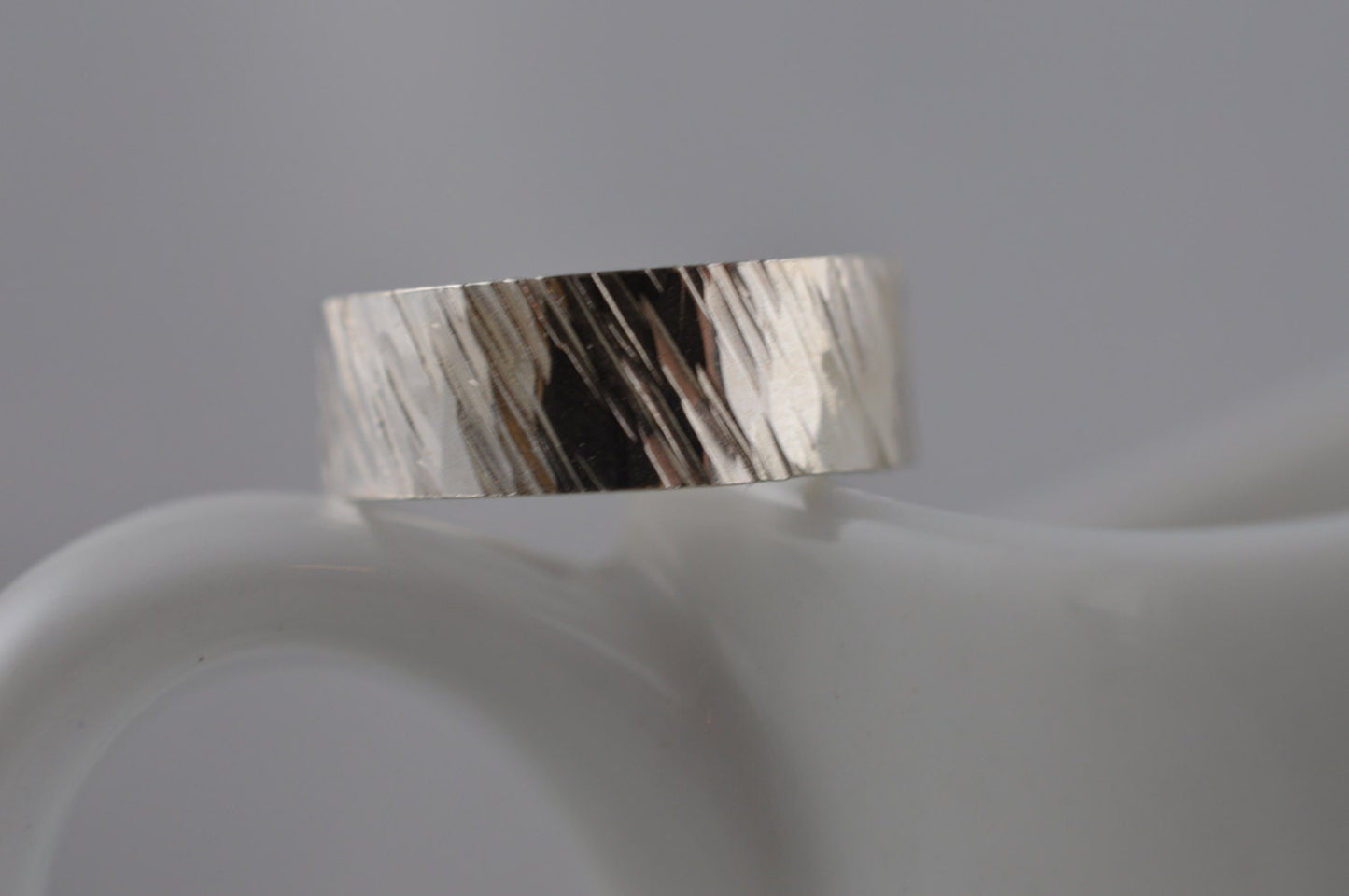 Sterling Silver Wide Textured Ring - Tree Bark Ring