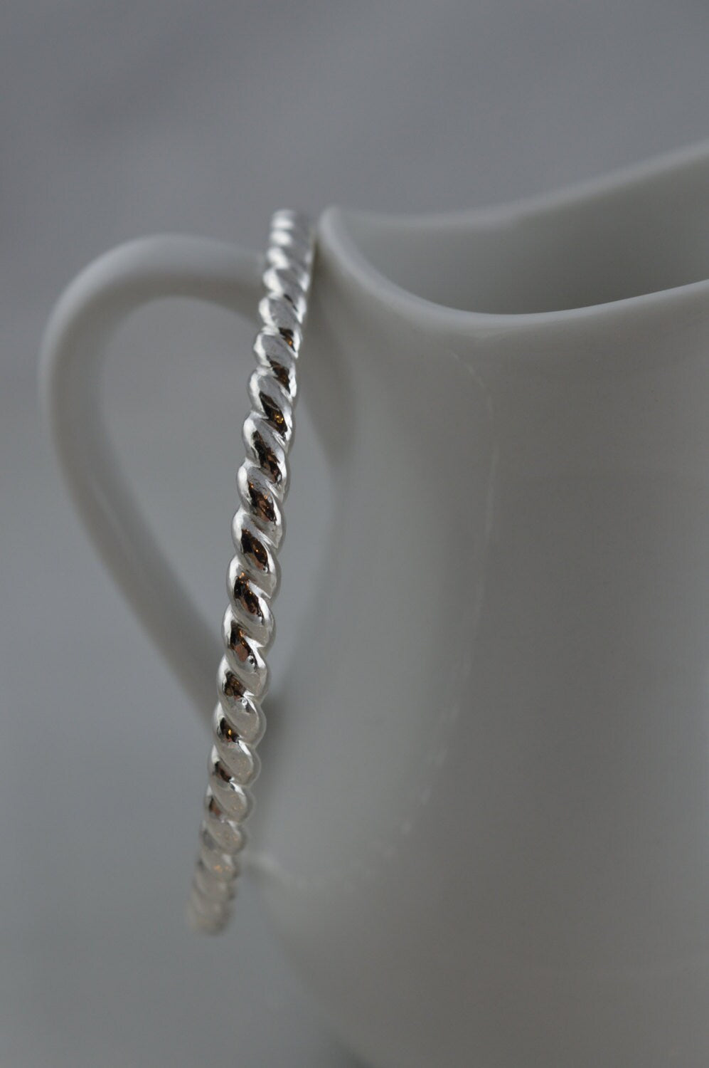 Sterling Silver Thick Twist Rope Bangle Bracelet - Silver Stacking Bracelet