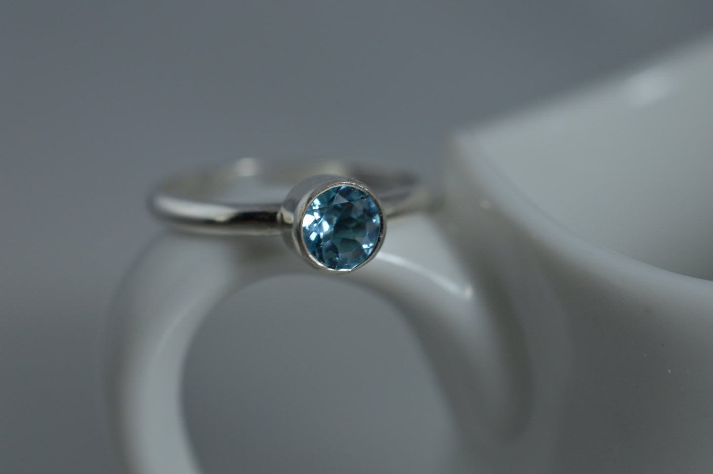 Sterling Silver 5mm Blue Topaz Ring