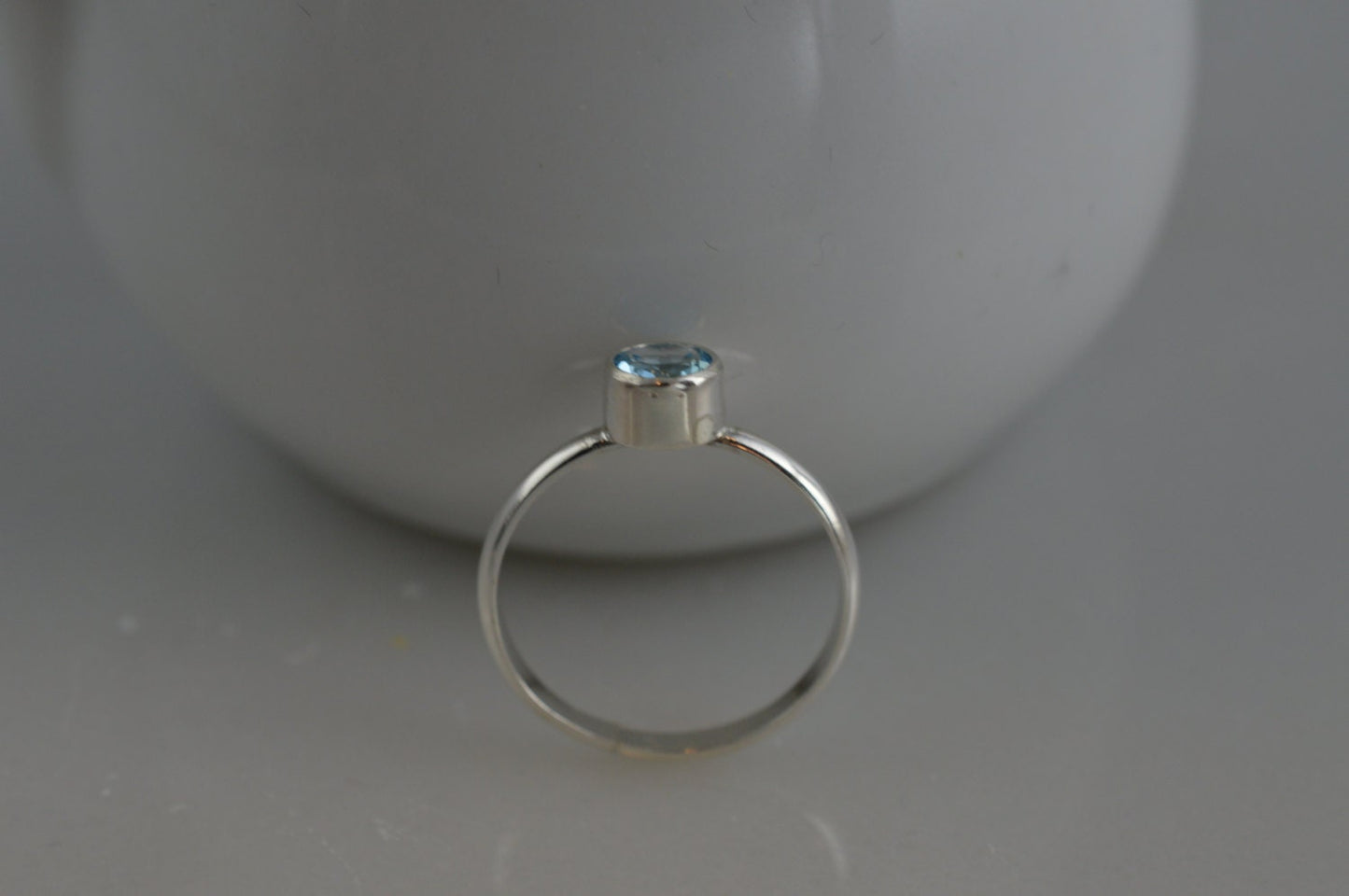 Sterling Silver 5mm Blue Topaz Ring