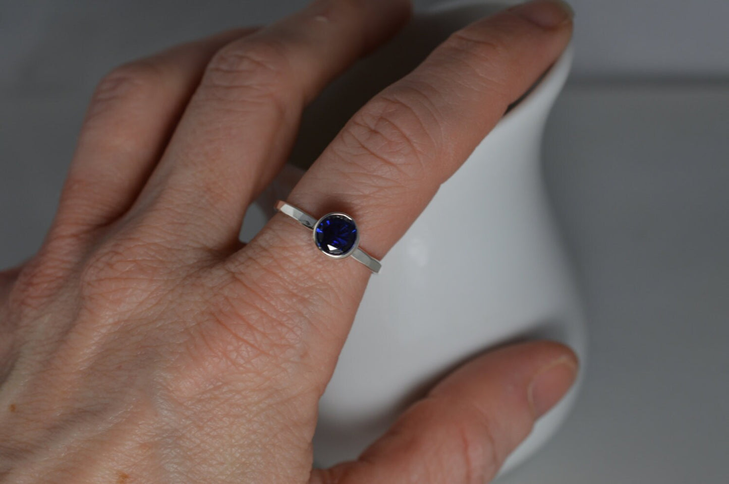 Sterling Silver 5mm Sapphire Ring