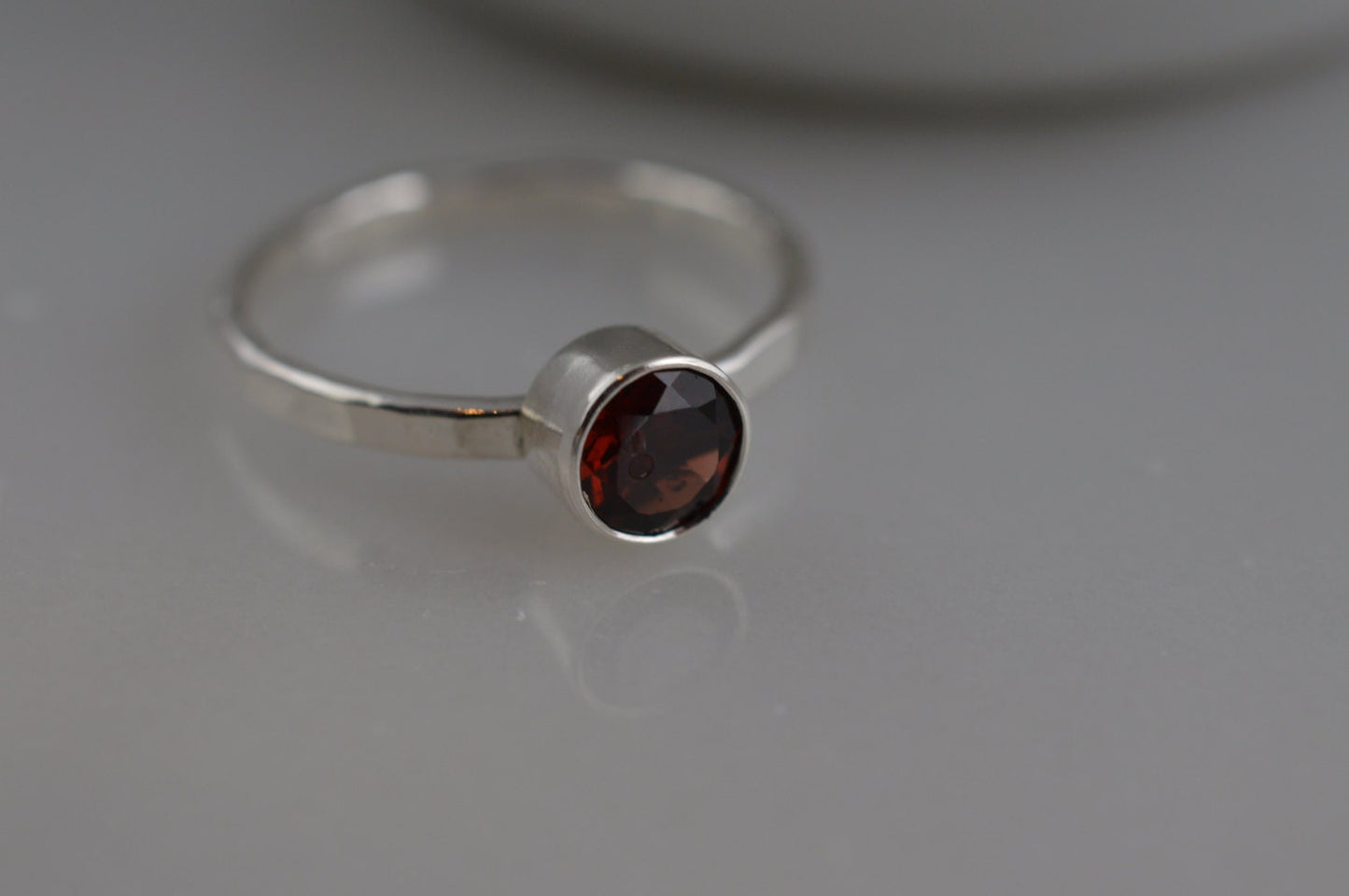 Sterling Silver 5mm Garnet Ring