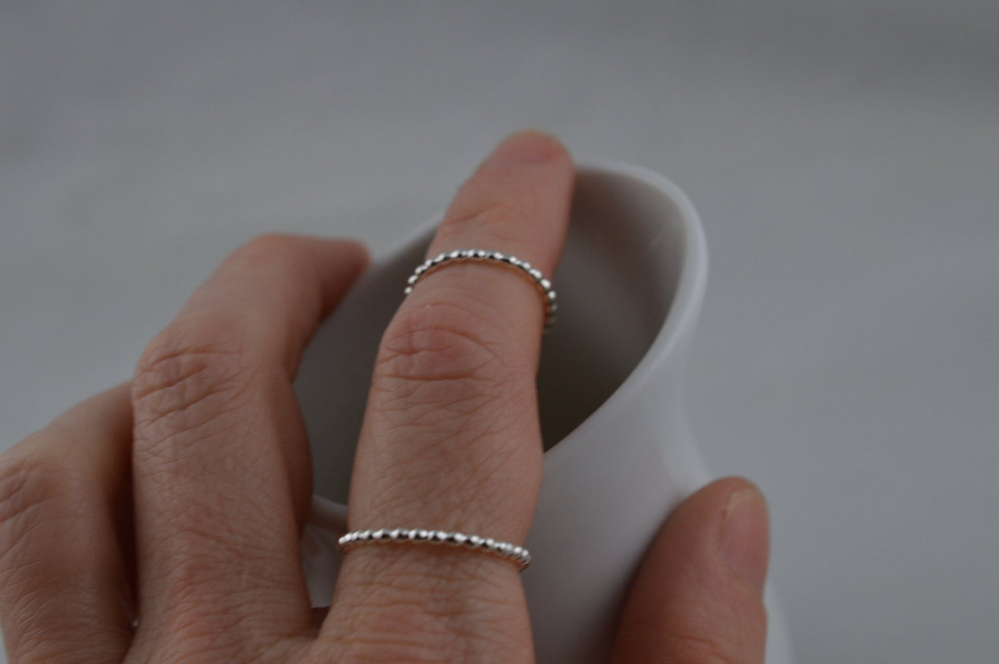 Skinny Sterling Silver Bead Ring - Midi or Regular ring