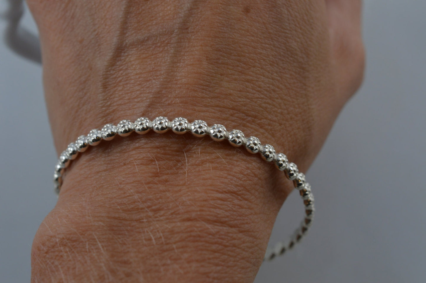 Sterling Silver Daisy Bangle