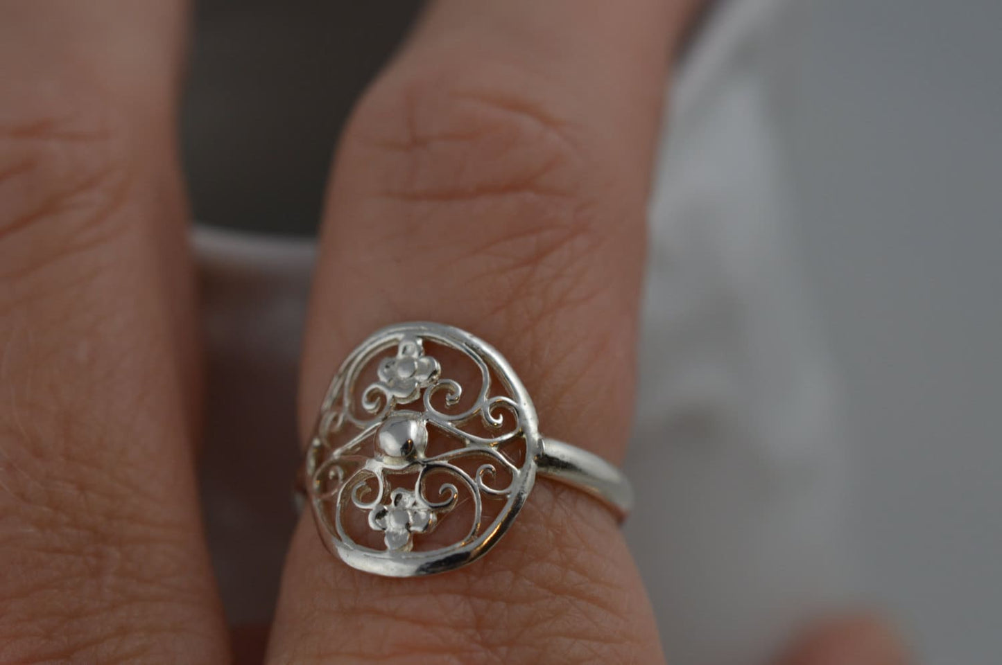 Sterling Silver Filigree Scroll Ring