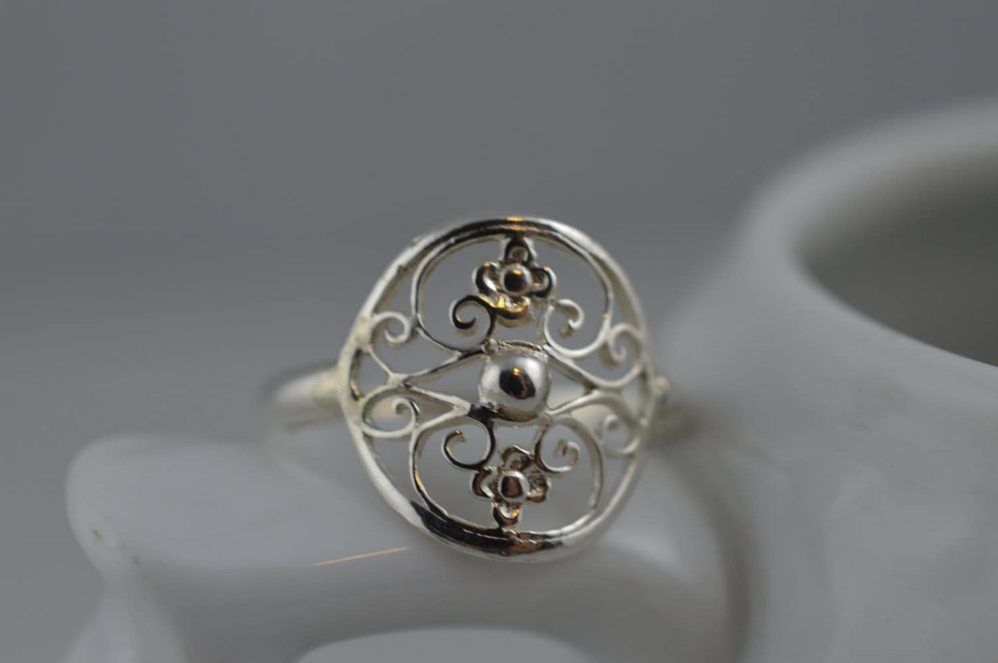 Sterling Silver Filigree Scroll Ring