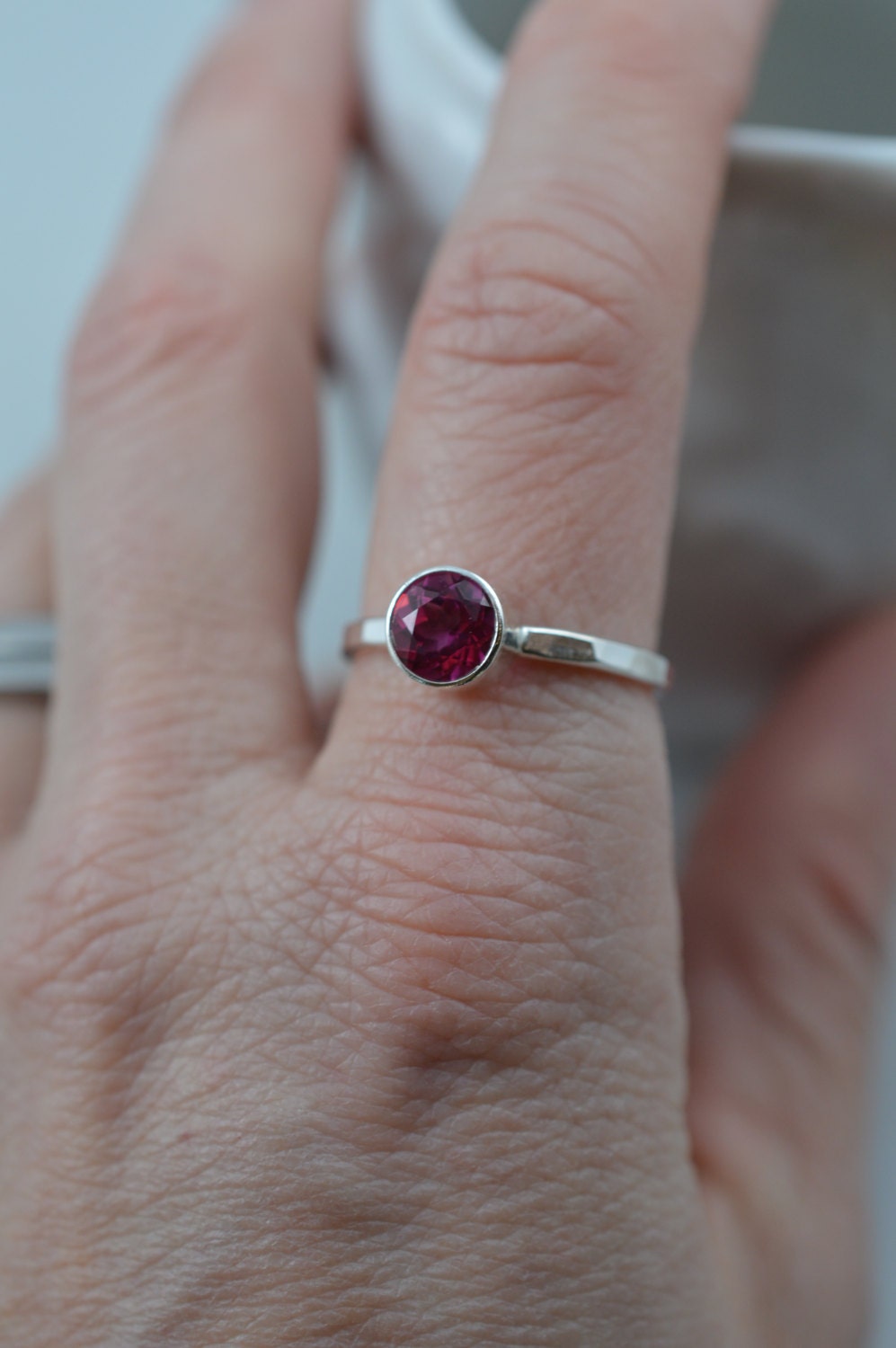 Sterling Silver 6mm Pink Topaz Ring