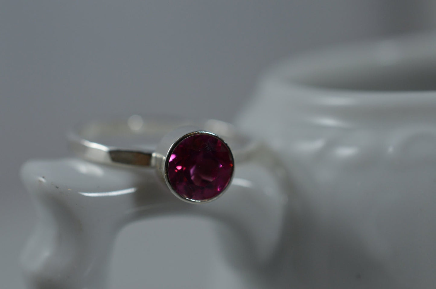 Sterling Silver 6mm Pink Topaz Ring