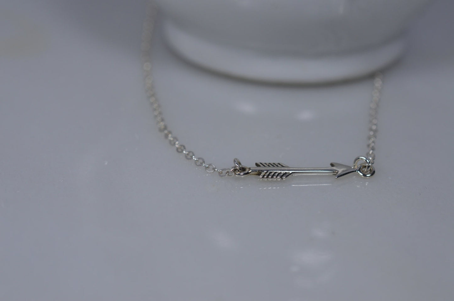 Tiny Sterling Silver Arrow Necklace